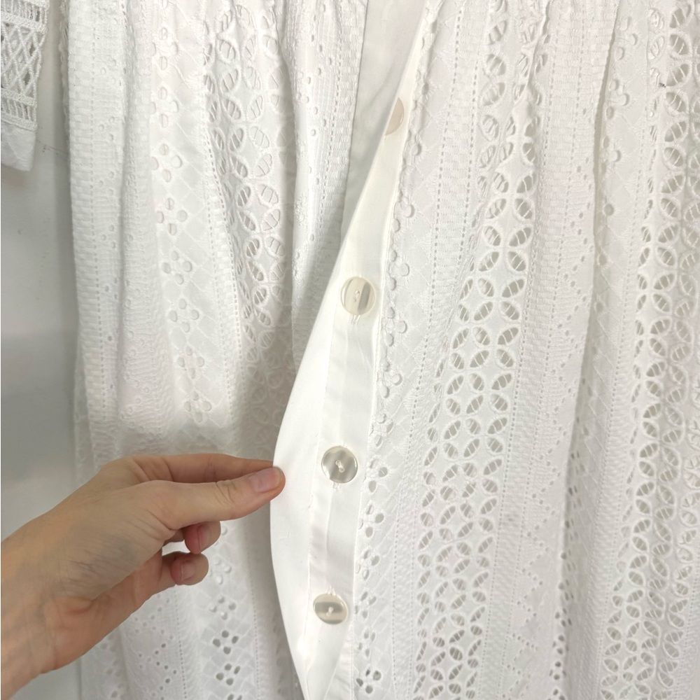 NWT LORETTA CAPONI Broderie Anglaise Cotton Midi Dress - Picture 8 of 15